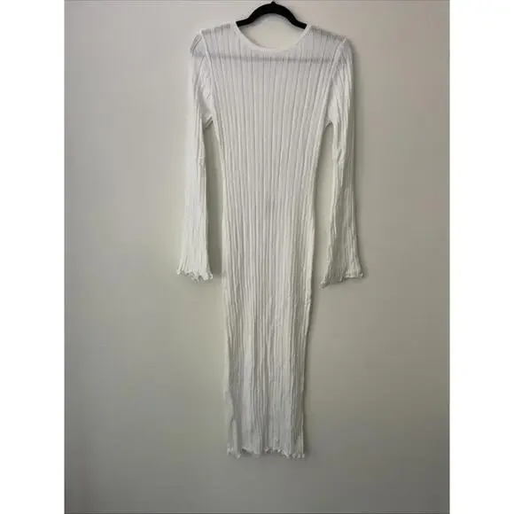 NWT SNDYS Baha Long Sleeve White Maxi Knit Dress Size M Cover-up Revolve - Picture 10 of 10